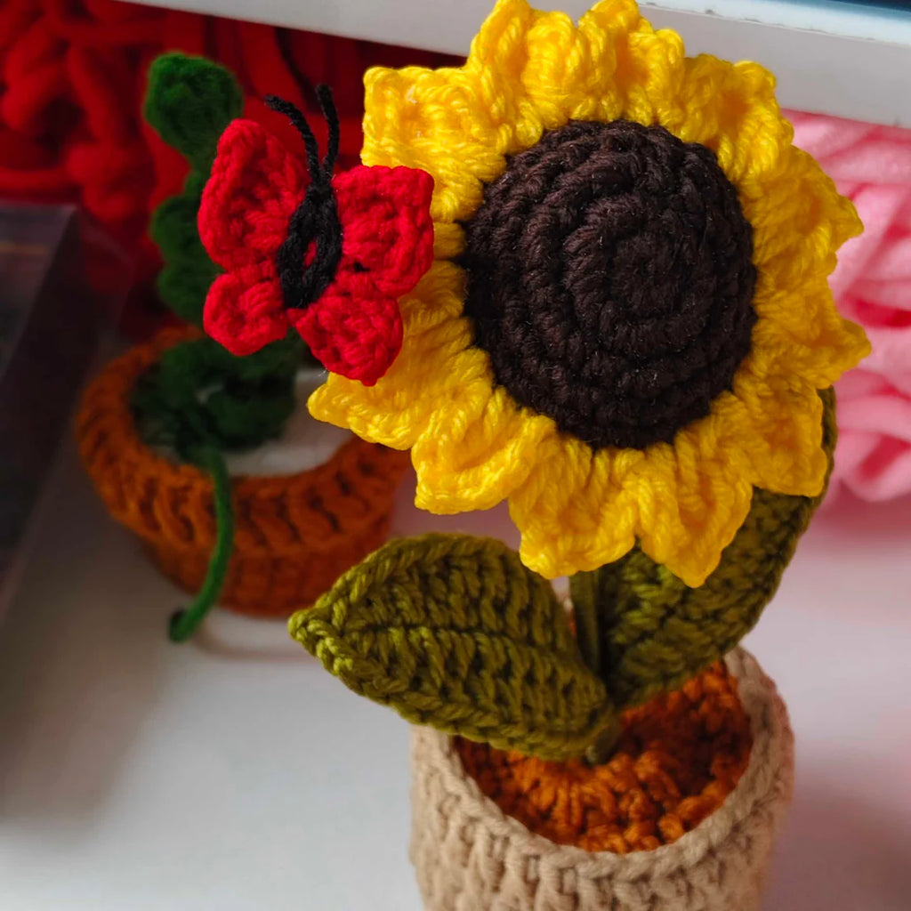 Sunflower Pot with Butterfly