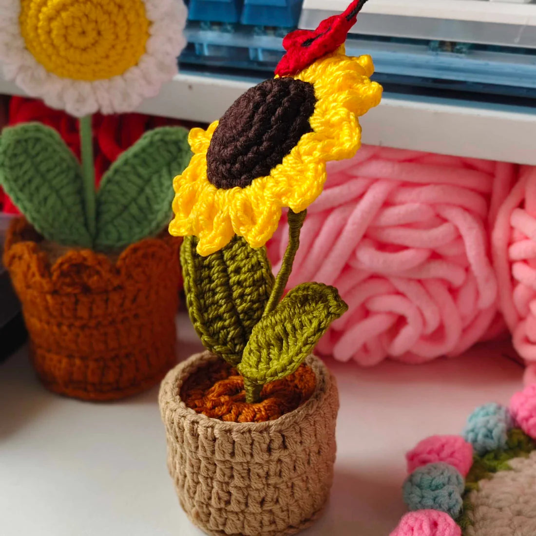 Sunflower Pot with Butterfly