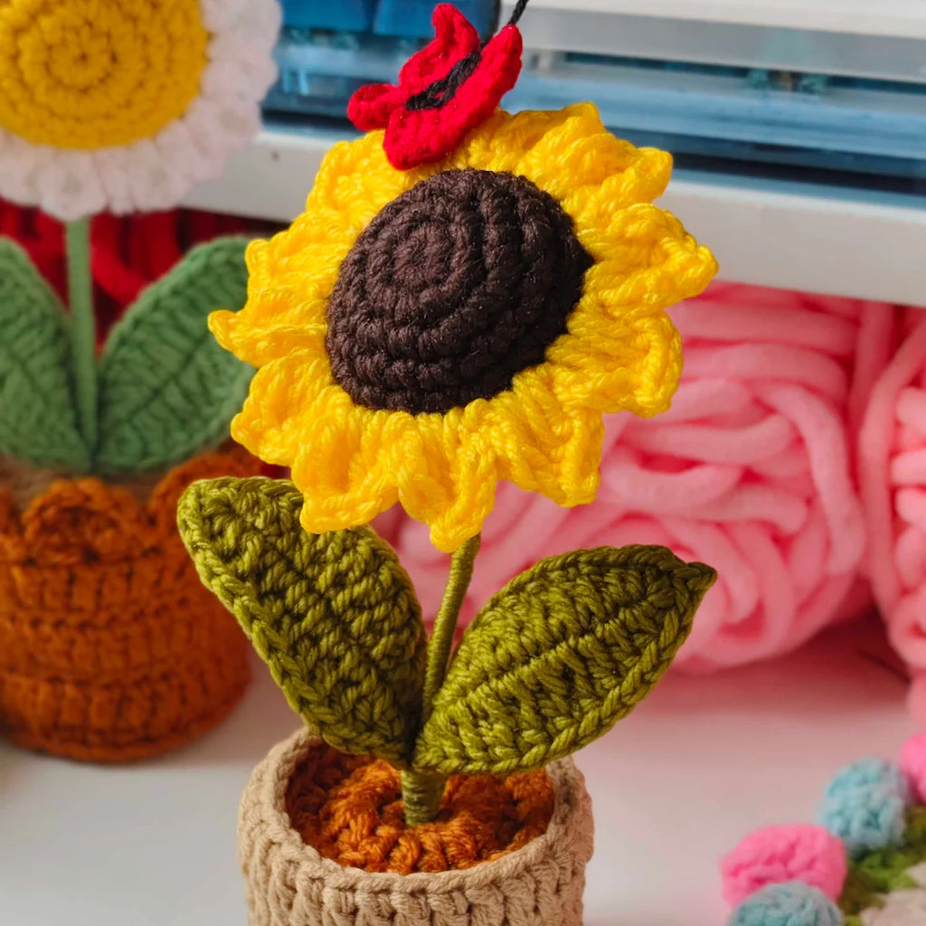 Sunflower Pot with Butterfly